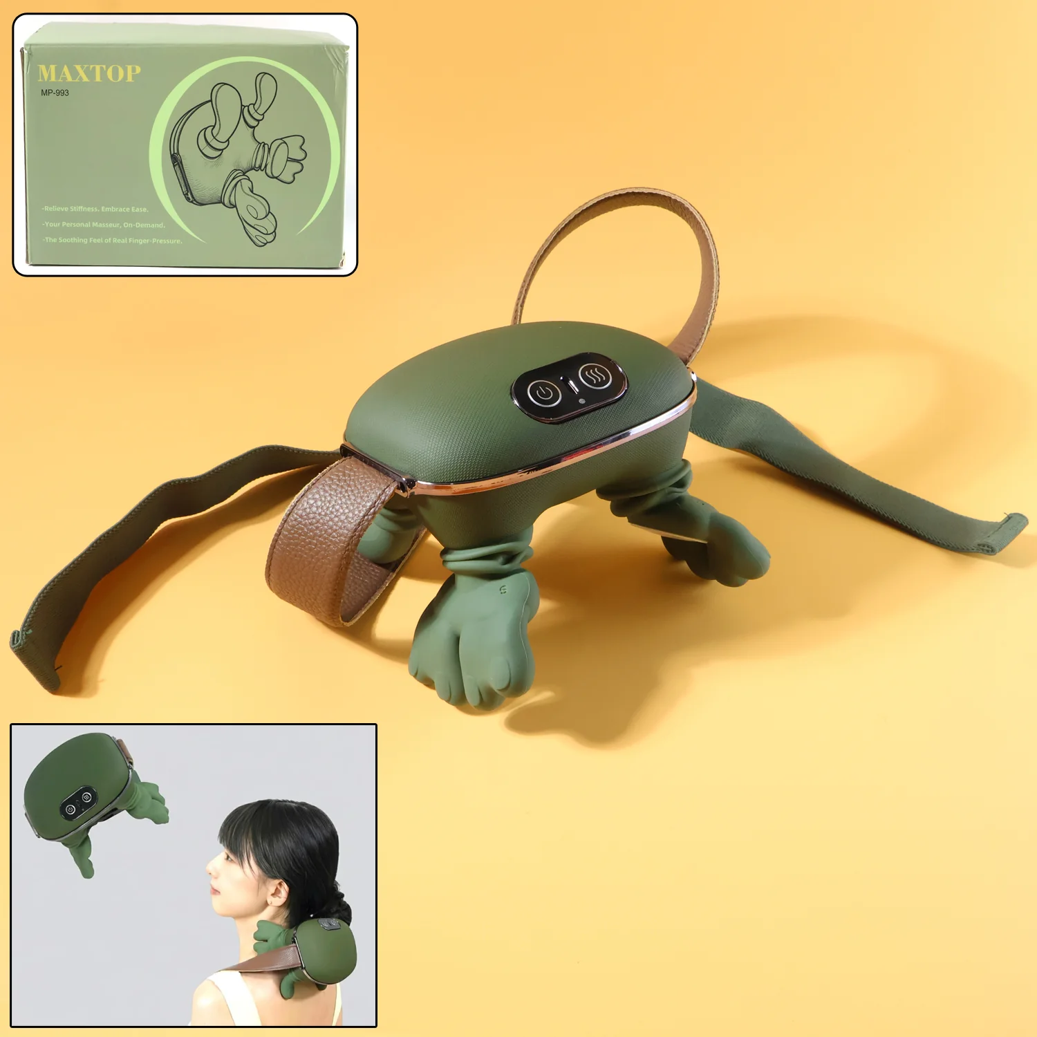 Rechargeable Kneading Neck & Shoulder Massager with Heat & Strap