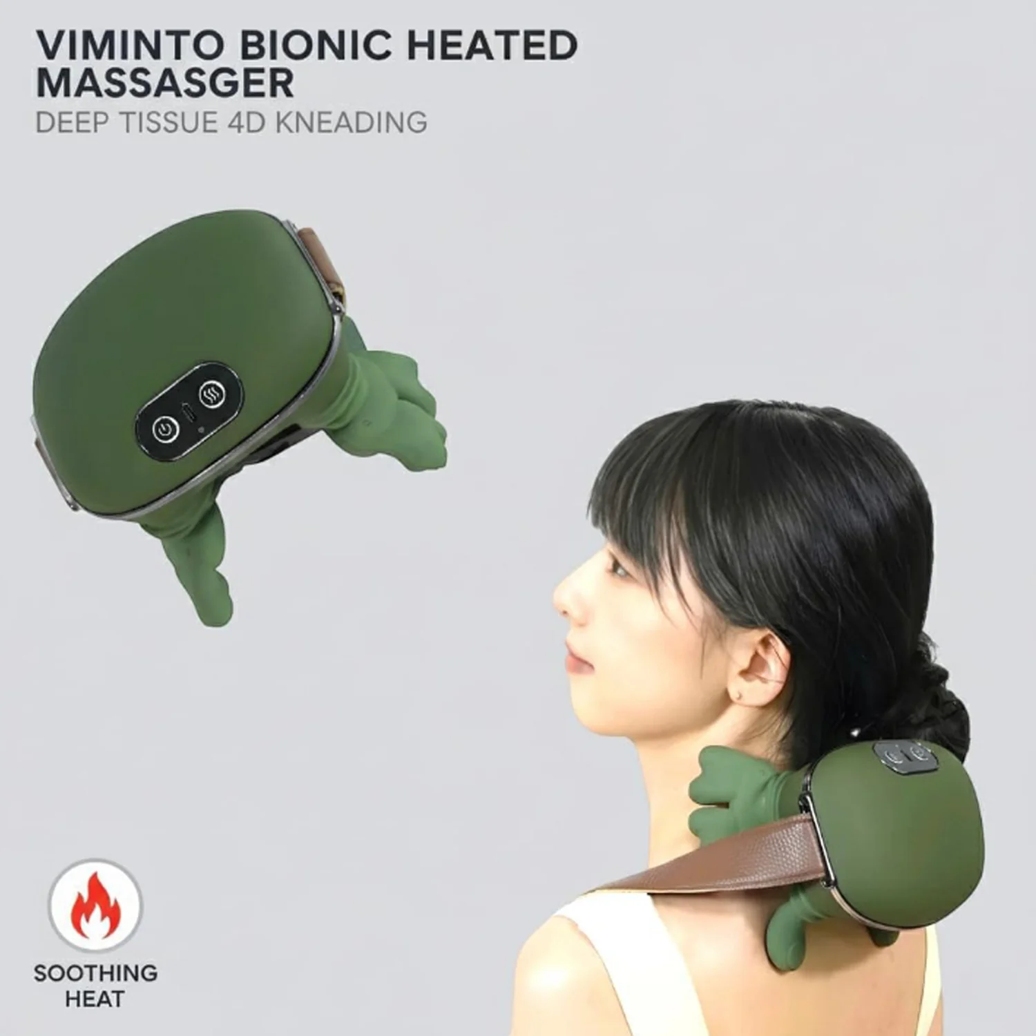 Rechargeable Kneading Neck & Shoulder Massager with Heat & Strap